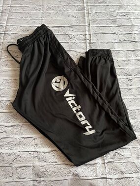 Victory Black Men's Athletic Joggers with Bold White Logo